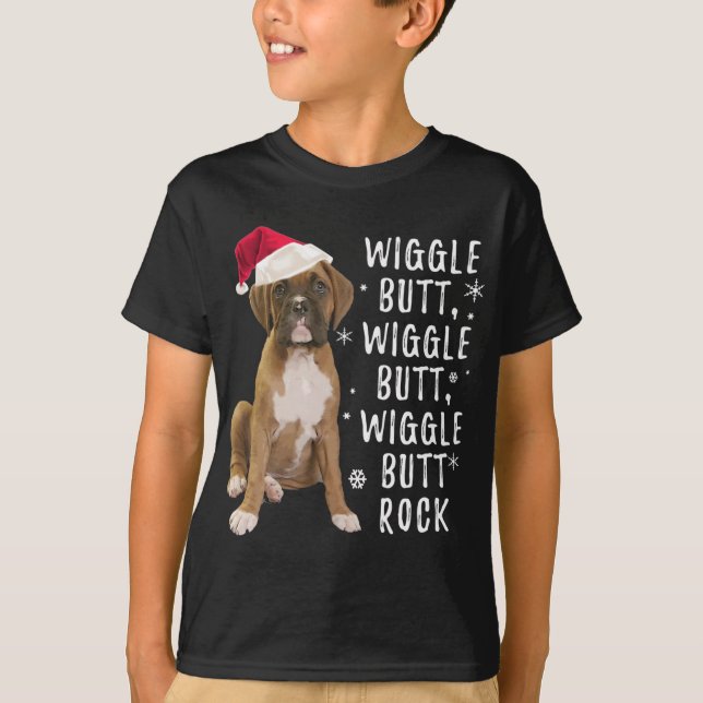 Camiseta Boxer Dog Christmas - Wiggle Bumbum Rock (Frente)