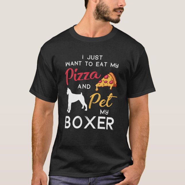 Camiseta Boxer Dog Pizza Proprietário de Natal Gif (Frente)
