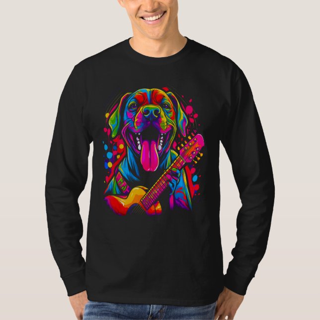 Camiseta Boxer Dog Pop Guitarist (Frente)