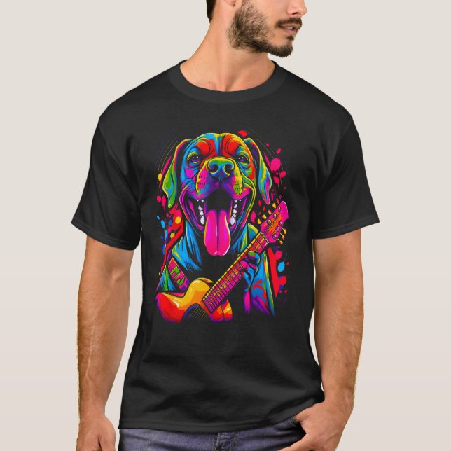 Camiseta Boxer Dog Pop Guitarist (Frente)