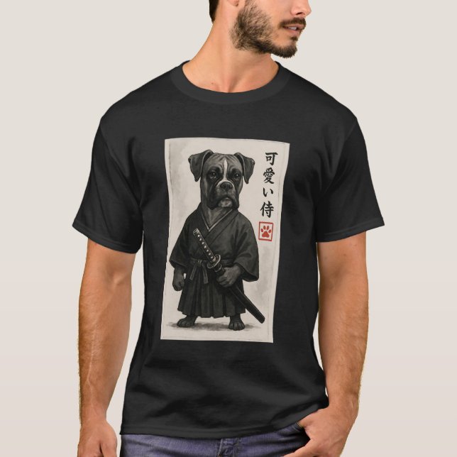 Camiseta Boxer Dog Samurai Ink Art Sumi-e Style Novelty Kaw (Frente)