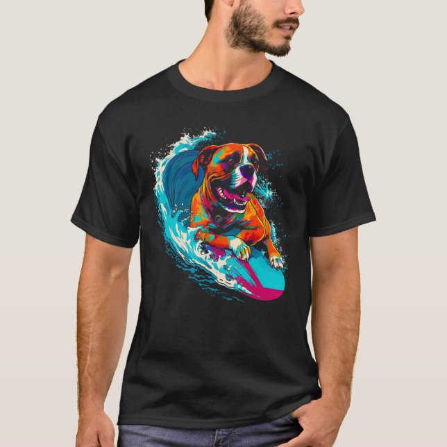 Camiseta Boxer Dog Surfing (Frente)