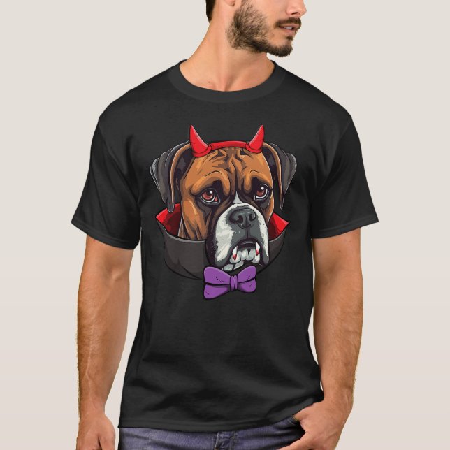 Camiseta Boxer Dog Vampire Halloween Costume (Frente)