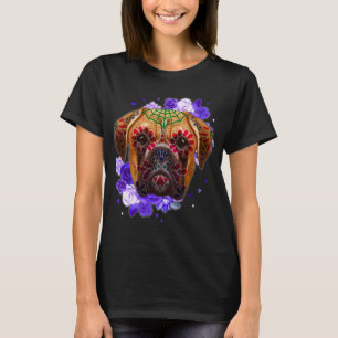 Camiseta Boxer Dogs Day Of The Dead Sugar Skull Dog Lover H