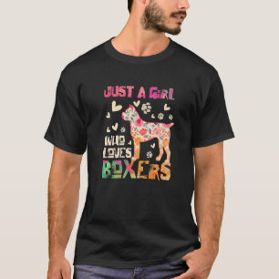 Camiseta Boxer É Uma Menina Que Ama Boxers Cachorros Flores