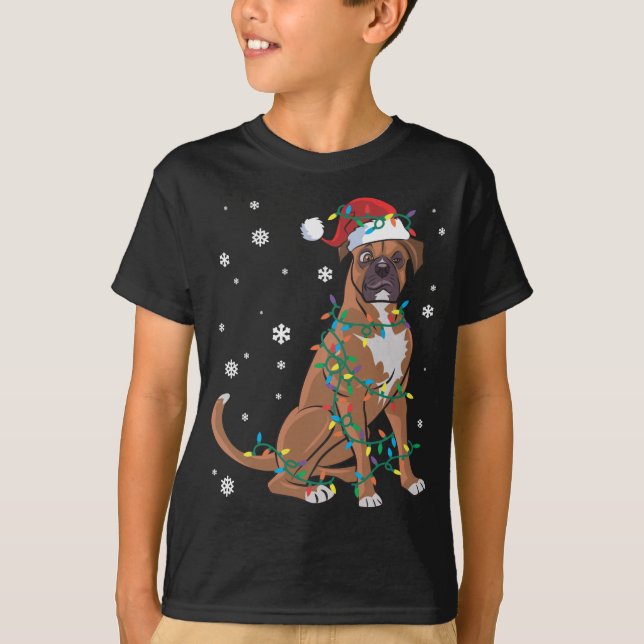 Camiseta Boxer Embalado Em Cão De Luz De Natal (Frente)