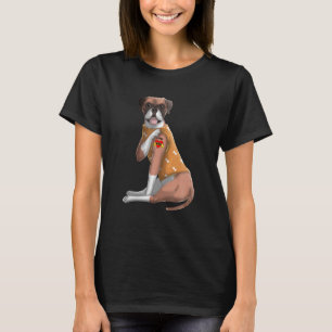 Camiseta Boxer, Eu Amo Mamãe Tatuagem Cachorro Engraçado Di