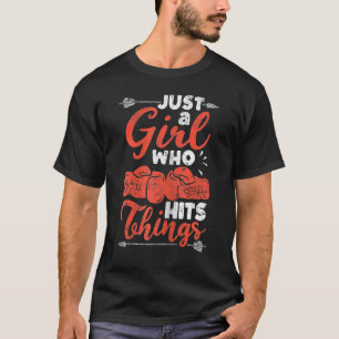 Camiseta Boxer fêmea punhando boxeiro, apenas uma garota qu