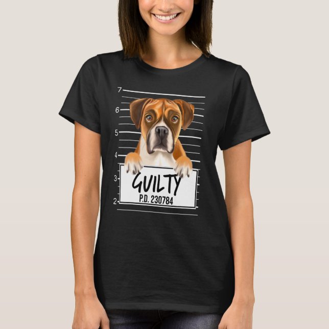 Camiseta Boxer Foto de Acusado Cão Culpado (Frente)