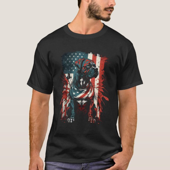 Camiseta Boxer Funny America USA Flag Dog Lover K-9 Unit Pa (Frente)