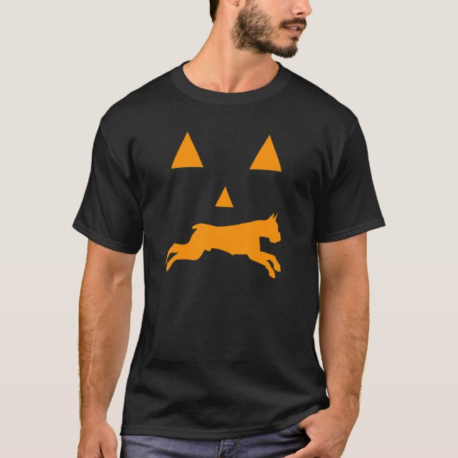 Camiseta Boxer Halloween Spooky Face Dog Clássico (Frente)