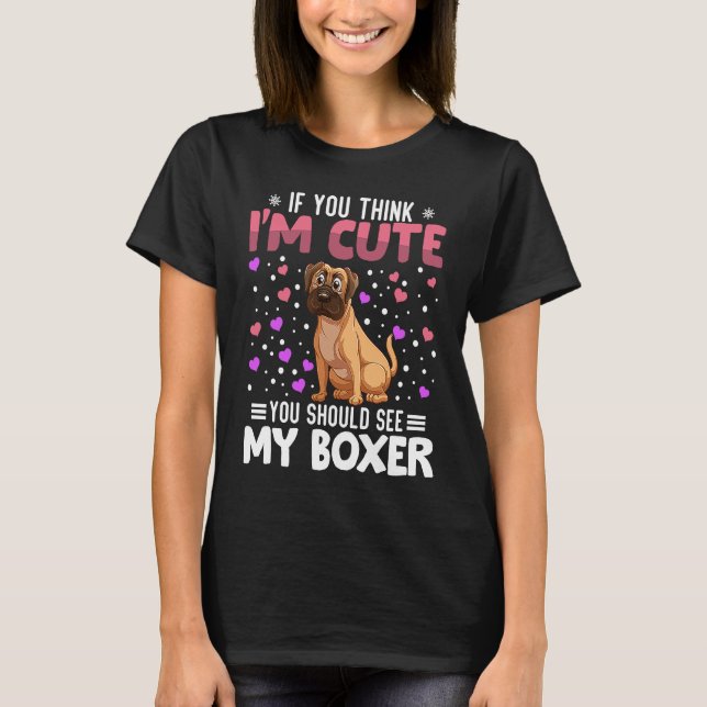 Camiseta Boxer Heart Valentine's Day Animal For Womens Kids (Frente)