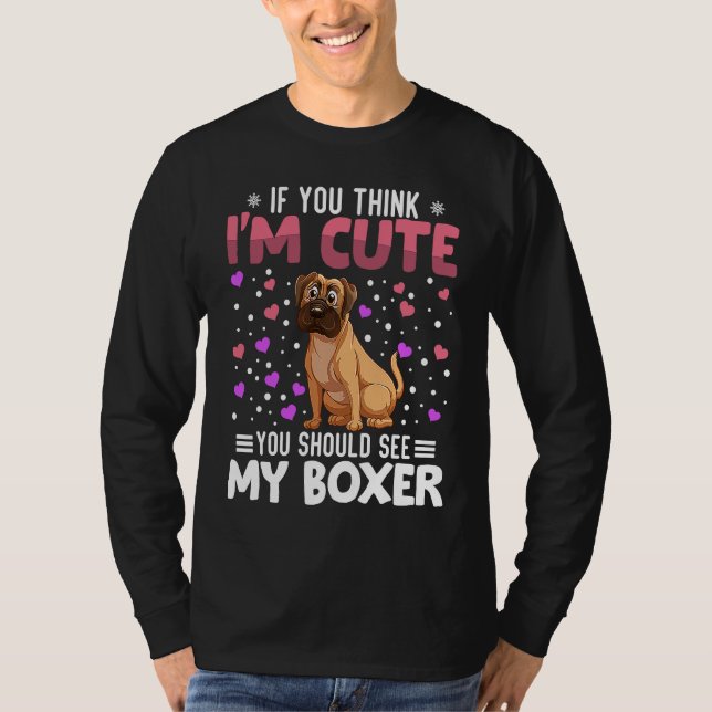 Camiseta Boxer Heart Valentine's Day Animal For Womens Kids (Frente)