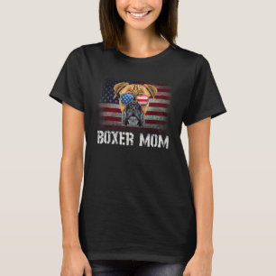 Camiseta Boxer Mãe Americana Cachorro Americano Bandeira No