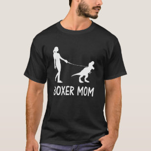 Camiseta Boxer Mãe Cachorro Boxer Mama Dinossauro Mulheres