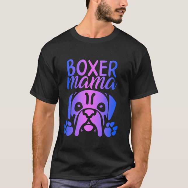 Camiseta Boxer Mãe Cachorro Mamãe As Mulheres Meninas Cacho (Frente)