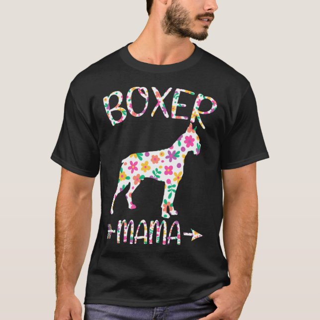 Camiseta Boxer Mama Floral Dog Mom Mothers Day (Frente)