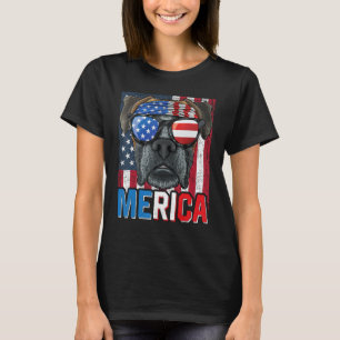 Camiseta Boxer Merica Flag 4 de julho Cão americano Puppy P