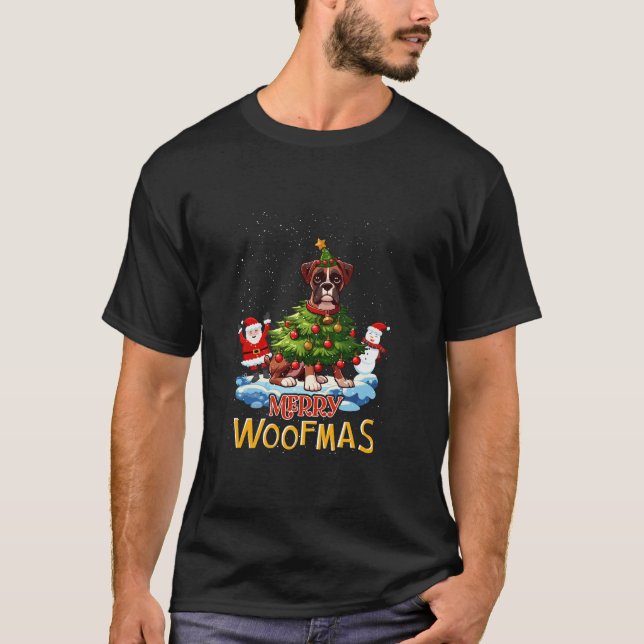 Camiseta Boxer Merry Christmas Tree Lights Dog X Mas Dogs L (Frente)