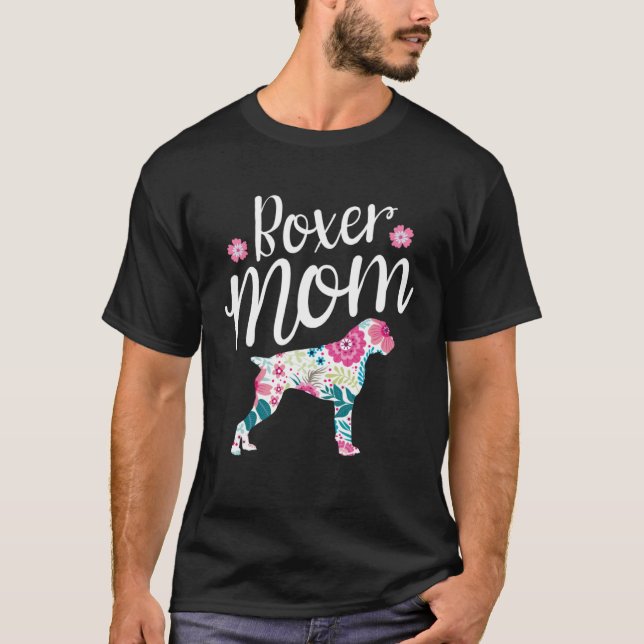 Camiseta Boxer Mom Mothers Day Dog  Fur Mama Cute Flower Fl (Frente)