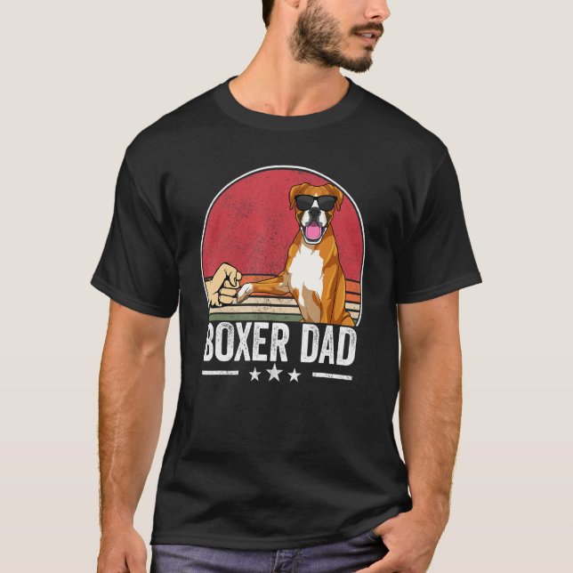 Camiseta Boxer Pai Cachorro Cachorro Roupa Retro Sunset Par (Frente)