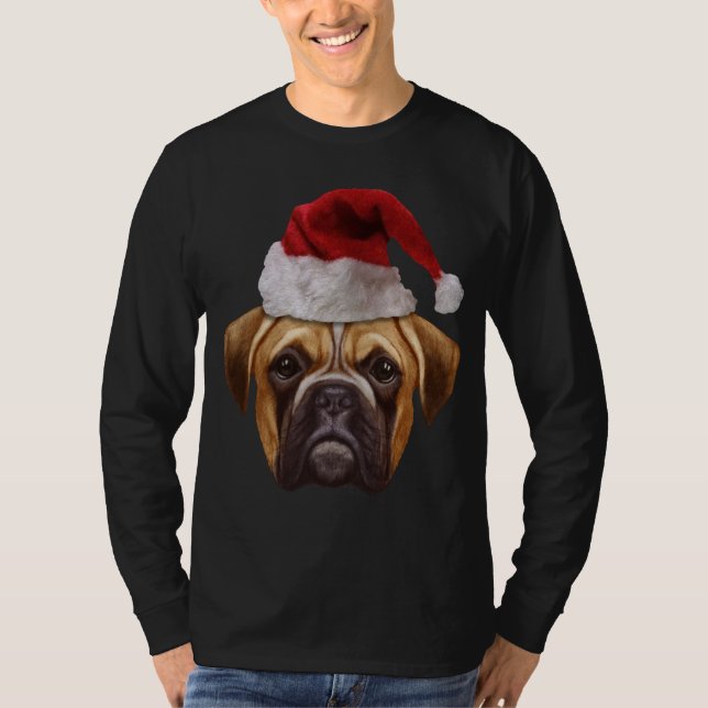 Camiseta Boxer Ugly Christmas Dog Santa Hat Xmas Gift (Frente)