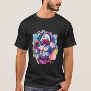 Camiseta Boxer Unicorn Com Luvas De Boxin Engraçadas