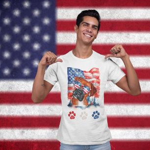 Camiseta Boxer Vermelho Branco e Azul Americano 4 de Julho
