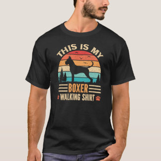 Camiseta Boxer Walking Dad German Dog Walker Retro Sunset