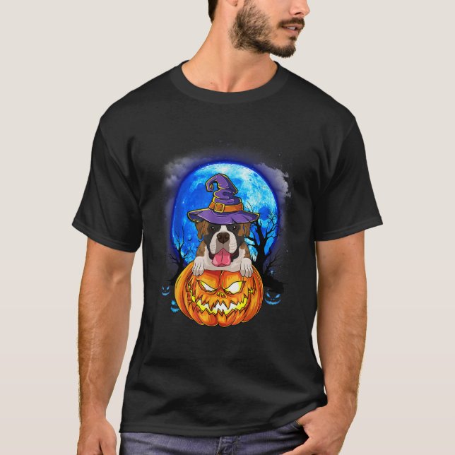 Camiseta Boxer Witat Pumpkin Assusta Cachorros de Halloween (Frente)