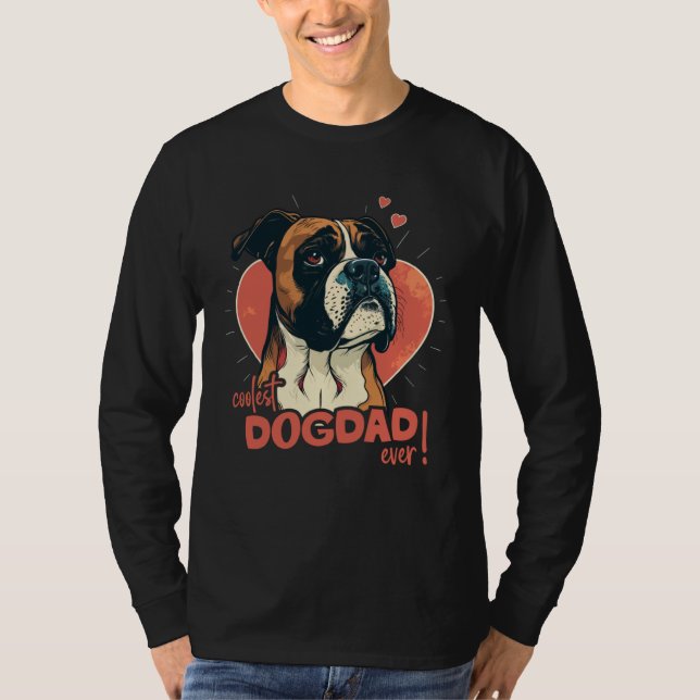 Camiseta Boxerdog With Heartdecoration  Coolest Dogdad (Frente)