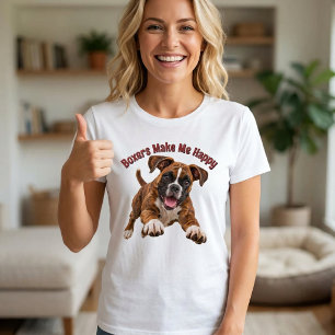 Camiseta Boxers Me Fazem Feliz Cachorro Boxer 3D