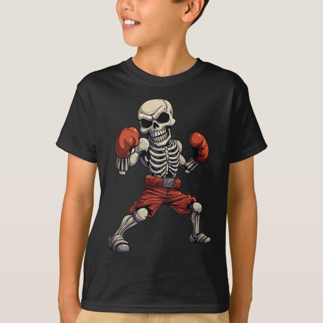 Camiseta Boxin do Kickboxer Skeleton Funny Kickboxer (Frente)