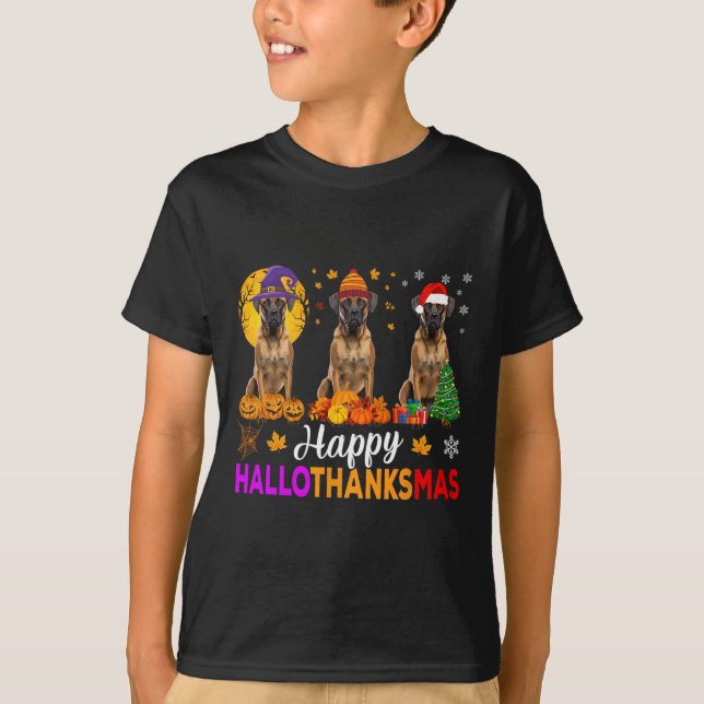Camiseta Boxin Dog Halloween Hallothanksmas (Frente)