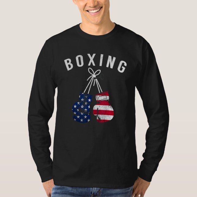 Camiseta Boxin Para Ele Pai Men Box Luvas American Flag U (Frente)