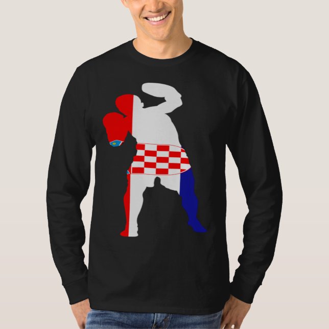 Camiseta Boxing Croatia Flag Men Boys Box Male Competitive  (Frente)
