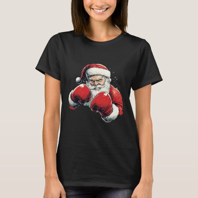 Camiseta Boxing do Papai Noel - Papai Noel com Luva Boxing (Frente)