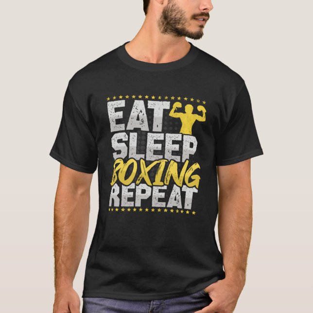 Camiseta Boxing Eat Sleep Repeat Boxing Ring Hobby Boxing (Frente)