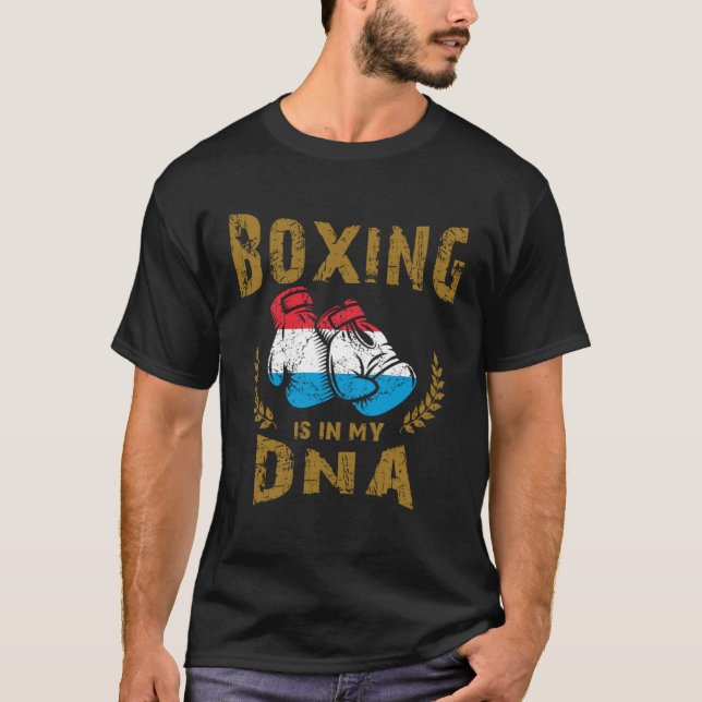 Camiseta Boxing está no meu D N A Luxembourg Flag Glove (Frente)