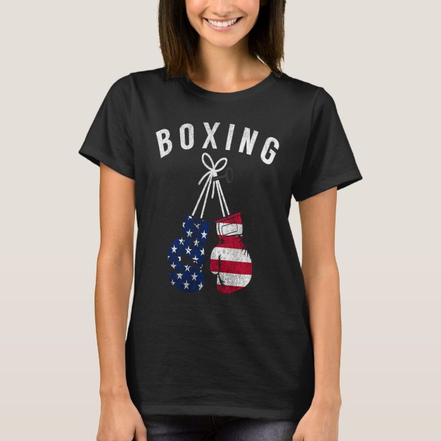 Camiseta Boxing  For Him Dad Men Box Gloves American Flag U (Frente)
