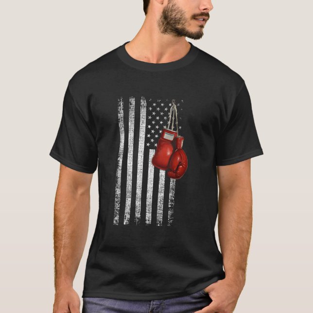 Camiseta Boxing Gloves Distressed United States Flag (Frente)
