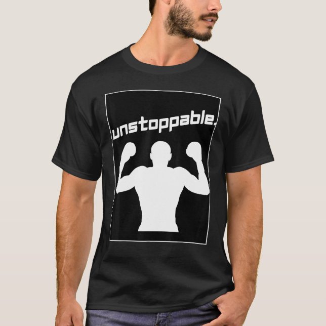 Camiseta Boxing Gym Workout Graphic Motivation Unstoppable  (Frente)