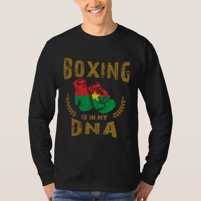 Camiseta Boxing is in my D N A Burkina Faso Flag Boxing Glo (Frente)