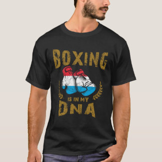 Camiseta Boxing is in my D N A Luxembourg Flag Boxing Glove