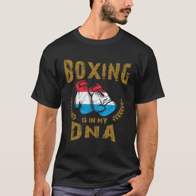 Camiseta Boxing is in my D N A Luxembourg Flag Boxing Glove (Frente)