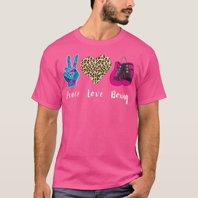 Camiseta Boxing Love Peace Leopard Boxing Luvas Kickboxing (Frente)