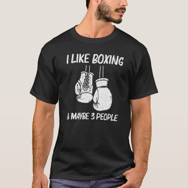 Camiseta Boxing Para Homens Mulheres A Puxar Luvas De Boxer (Frente)