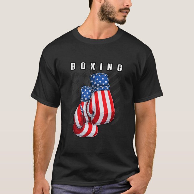 Camiseta Boxing USA American Flag Boxing Luvas (Frente)