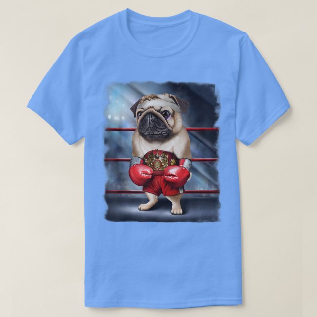 Camiseta Boxion Champion Pug Dog Fighter (Frente do Design)