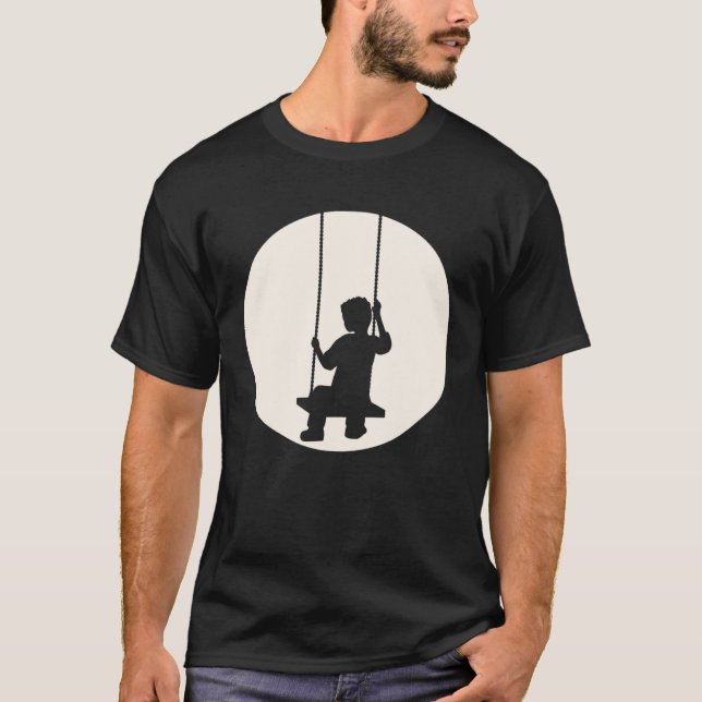 Camiseta Boy Child Swing Sad Set Seat Moon Swinging Sun Nig (Frente)